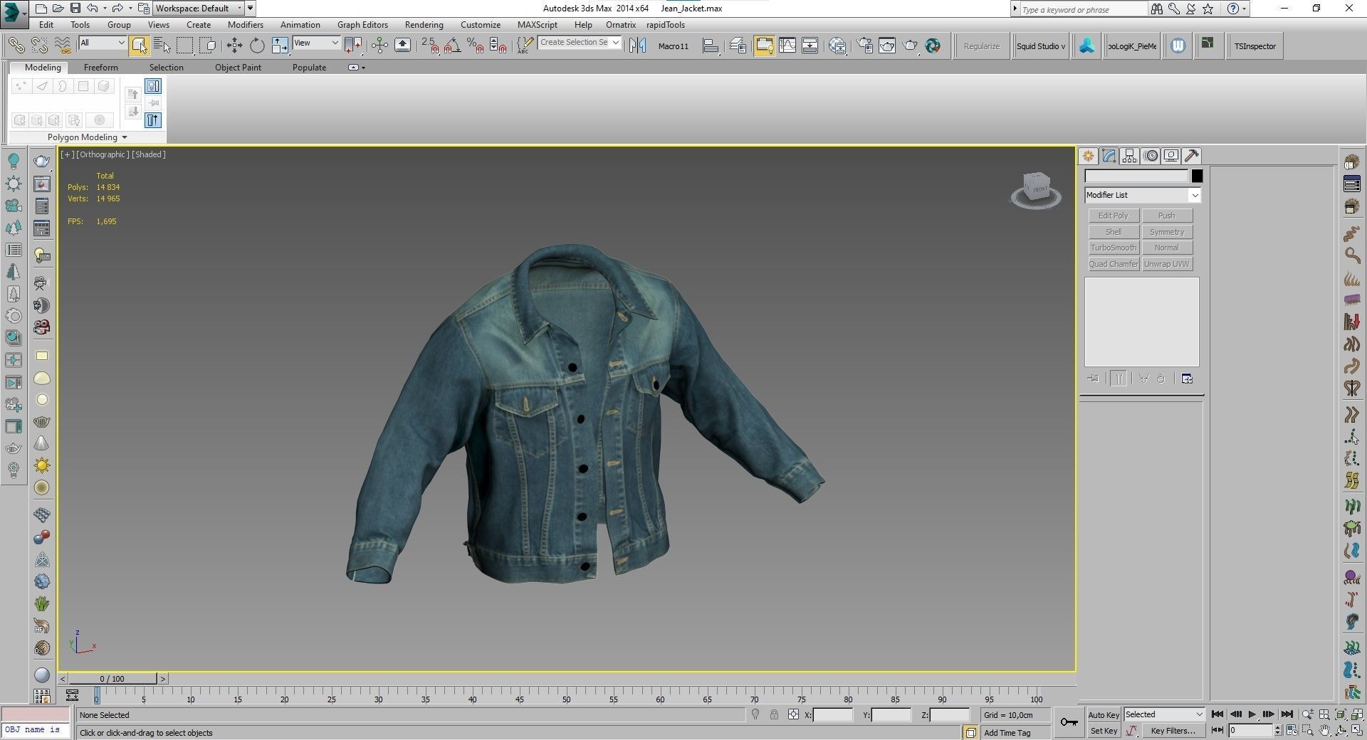 Denim Jacket Low-poly 3D model_3