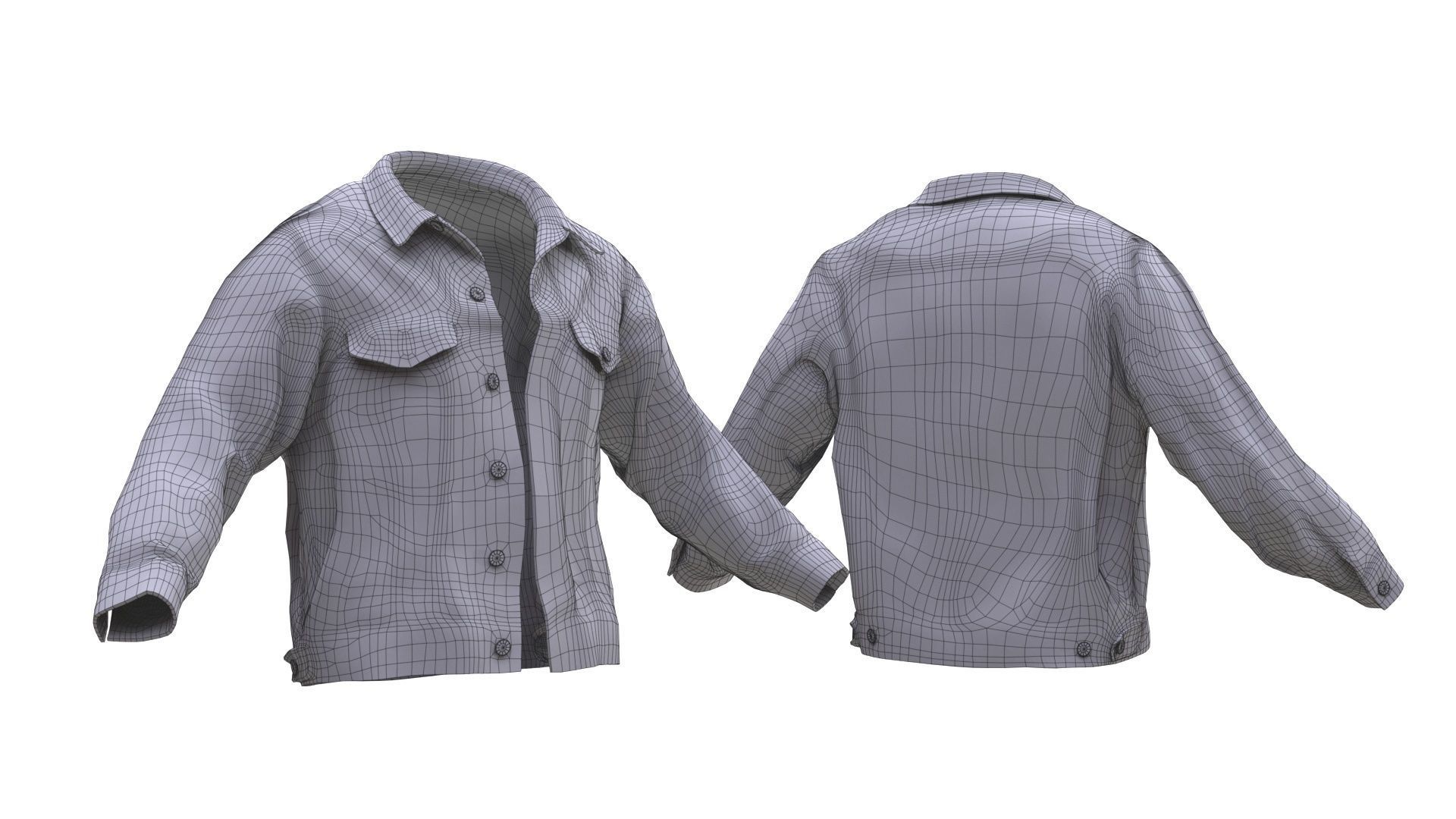 Denim Jacket Low-poly 3D model_4