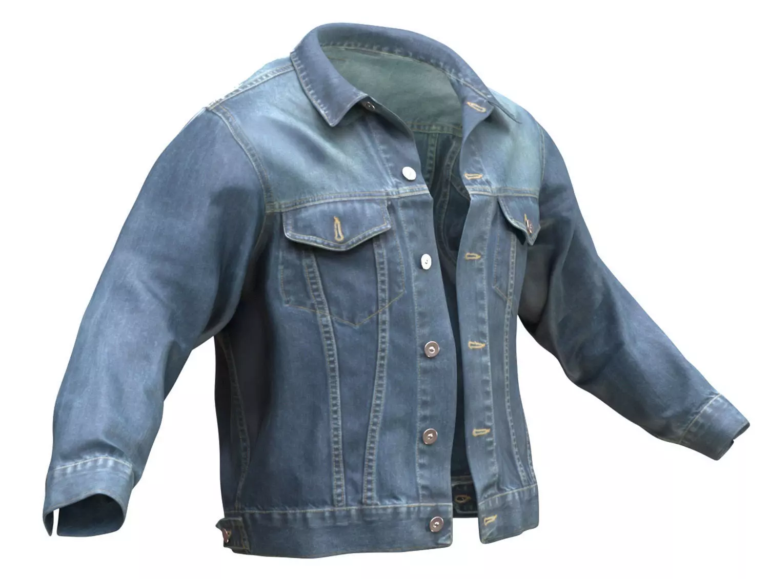 Denim Jacket Low-poly 3D model_0