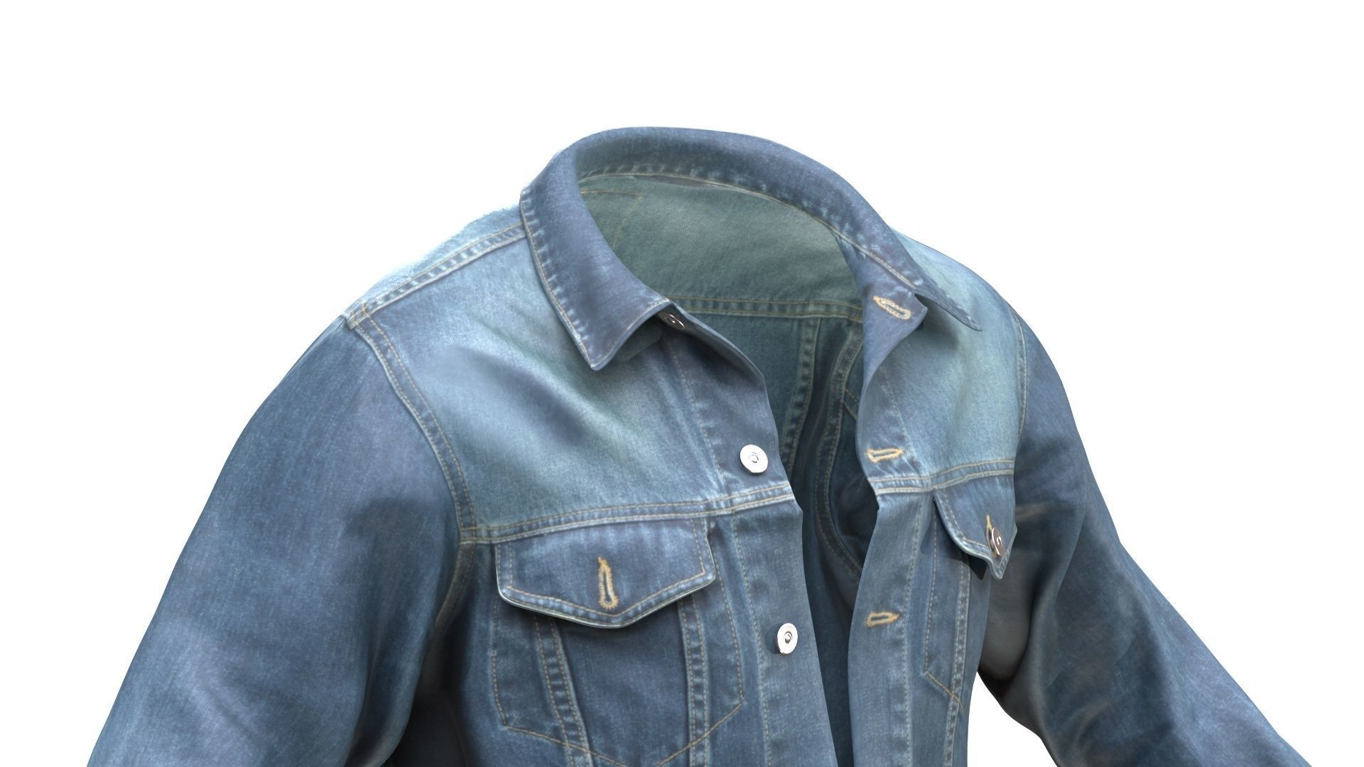 Denim Jacket Low-poly 3D model_9