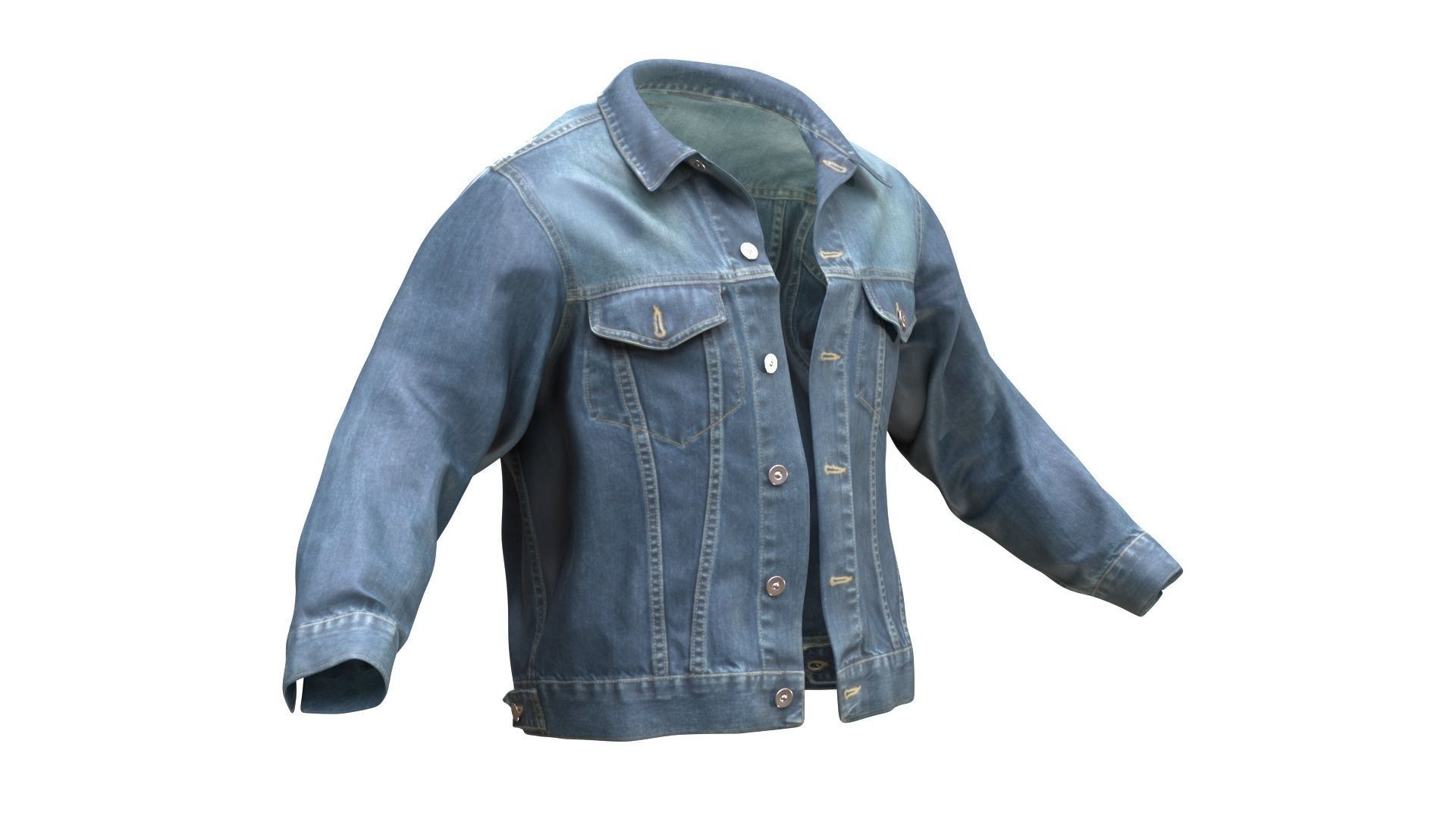 Denim Jacket Low-poly 3D model_2