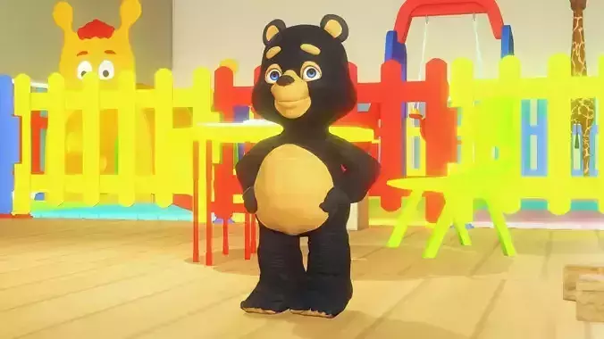 Cartoon Teddy Bear Textured Rigged Low-poly 3D model
