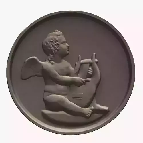 angel with harp relief 3D print model