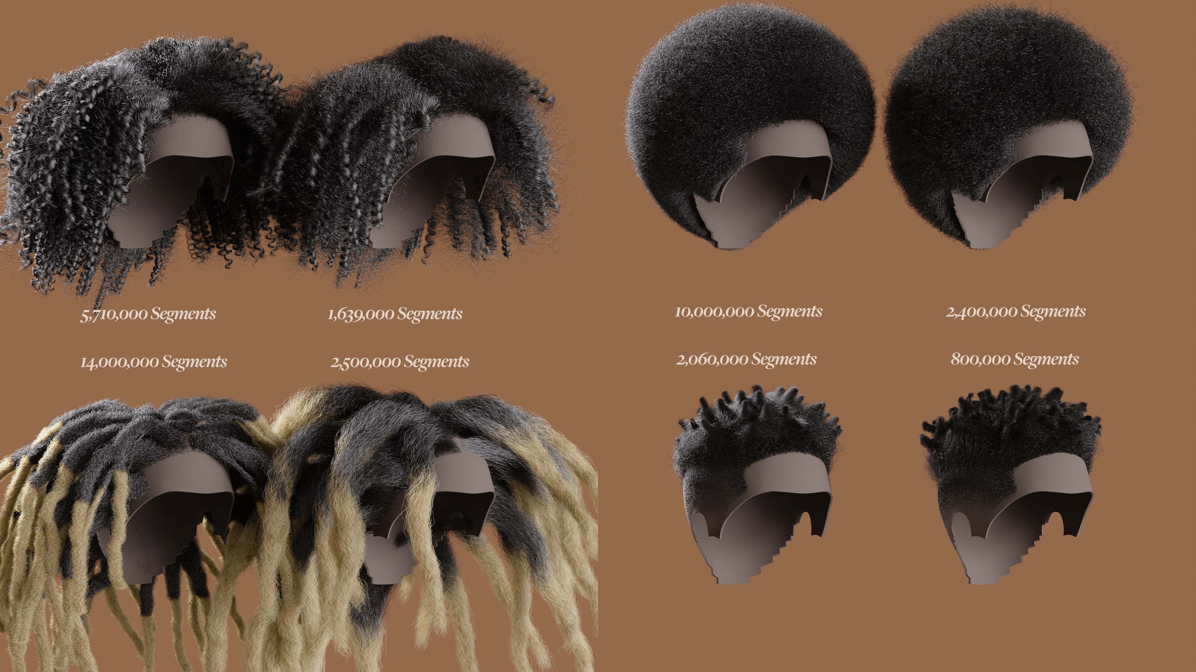 Afro-Textured Wig Pack 3D model_4