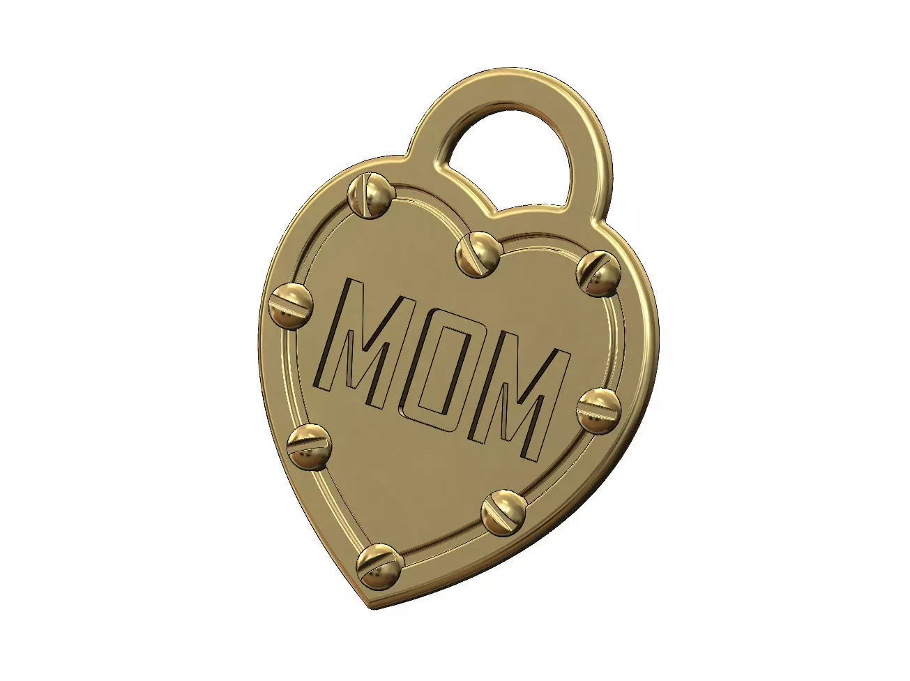 MOM screw heart pendant charm 3D print model