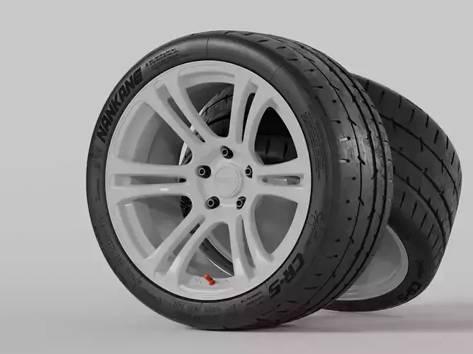 Kansei Neo Rims with Nankang Sportnex CR-S Semi Slick Tires 3D model