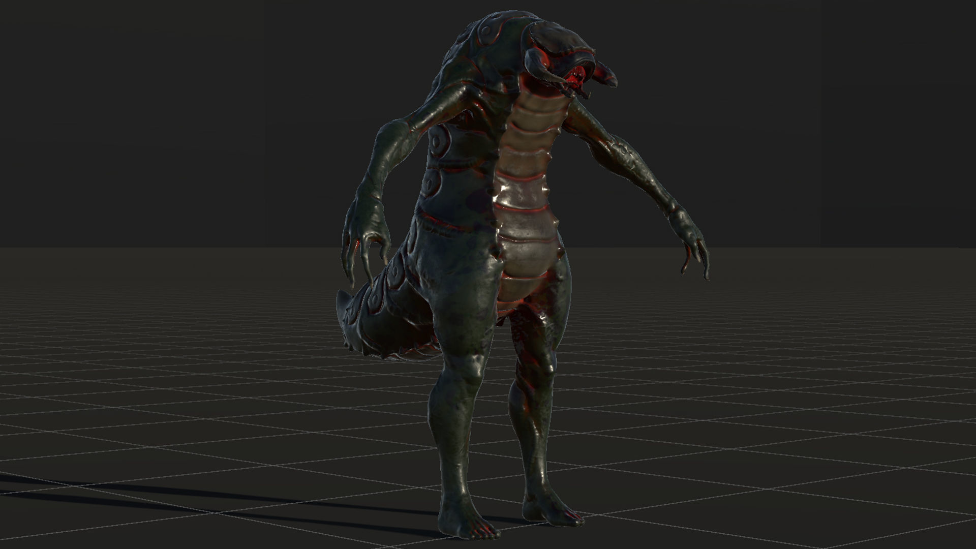 Larva Mutant Low-Poly game-ready animated 3D model Low-poly 3D model_31