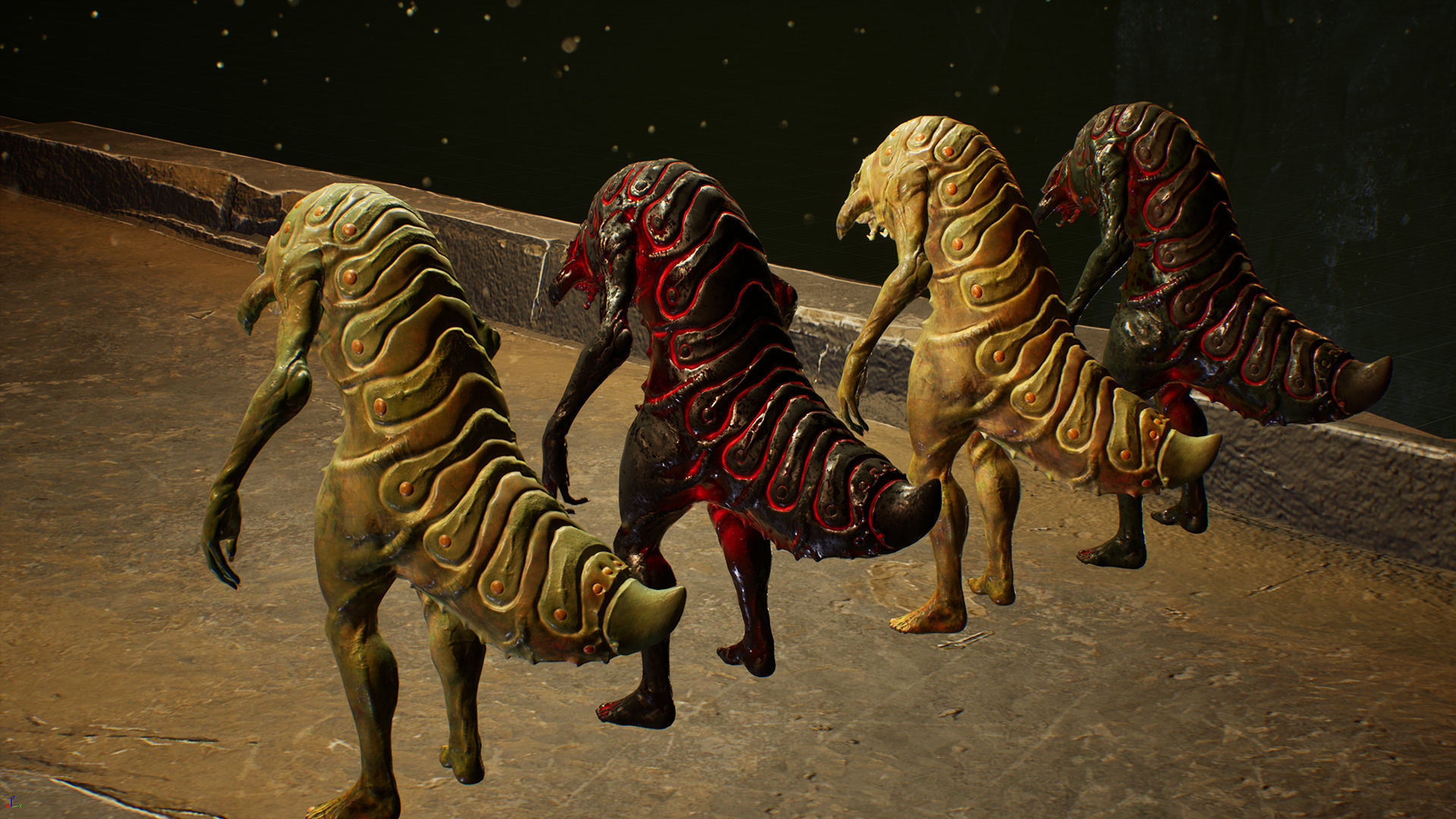 Larva Mutant Low-Poly game-ready animated 3D model Low-poly 3D model_8