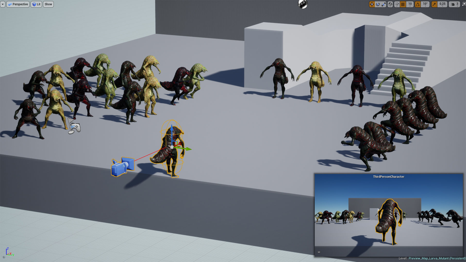 Larva Mutant Low-Poly game-ready animated 3D model Low-poly 3D model_34