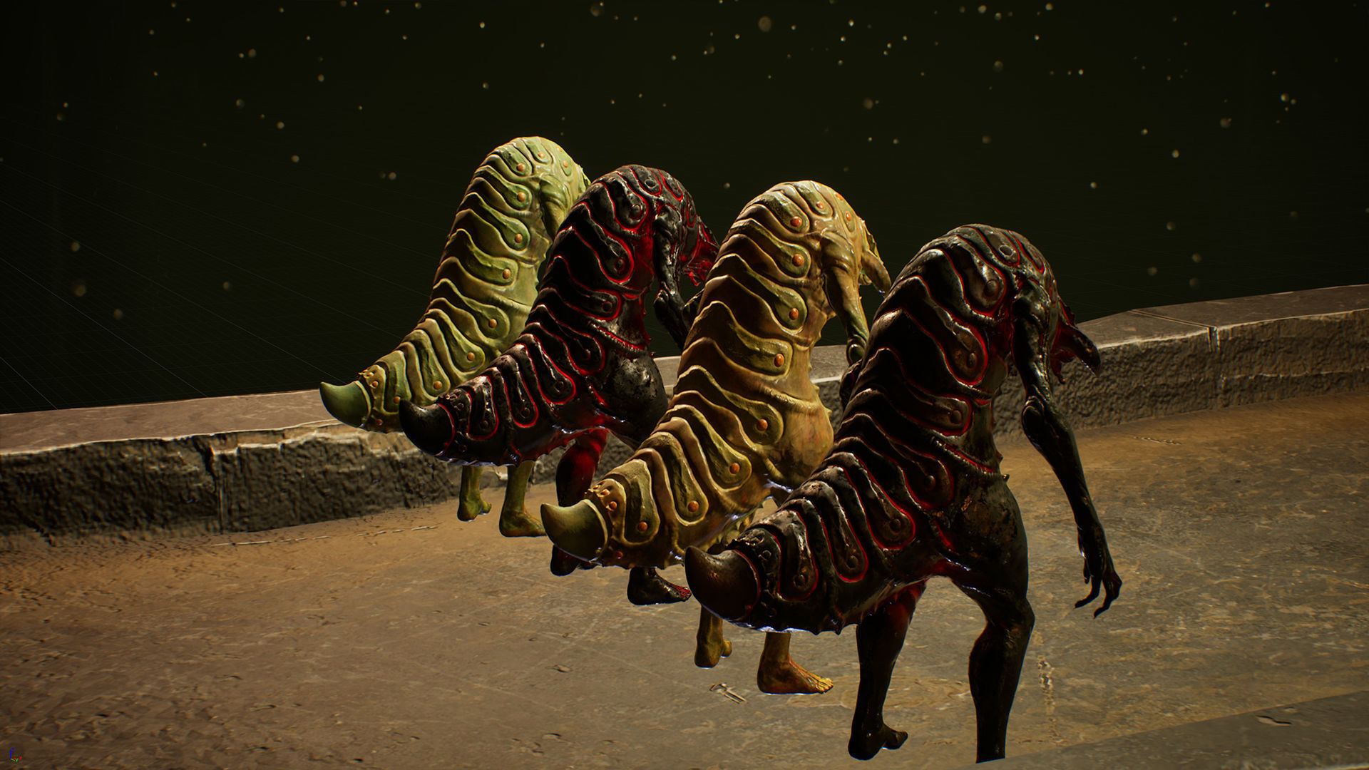 Larva Mutant Low-Poly game-ready animated 3D model Low-poly 3D model_9