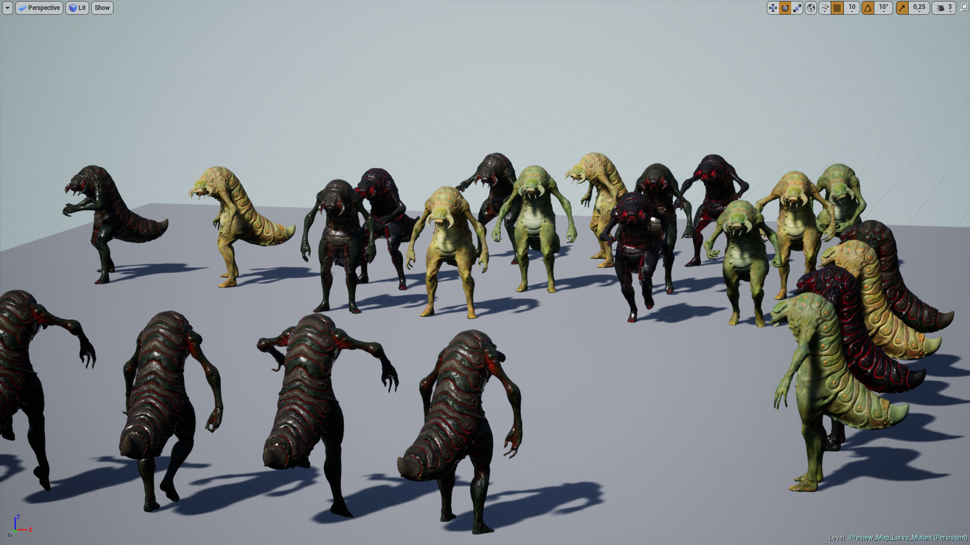 Larva Mutant Low-Poly game-ready animated 3D model Low-poly 3D model_35