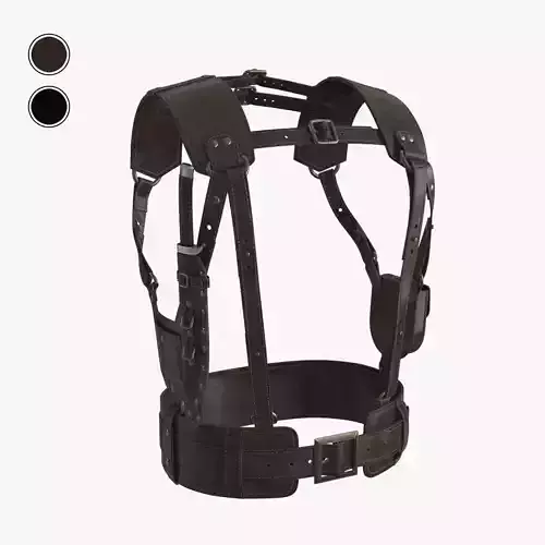 Leather Harness Tactical Shoulder Holster with Knife 2 Colors Low-poly 3D model