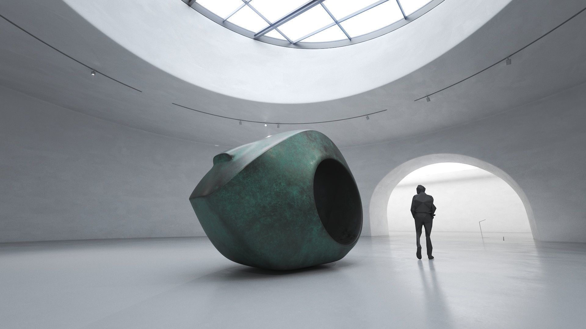 Metal Head Sculpture Low-poly 3D model_3