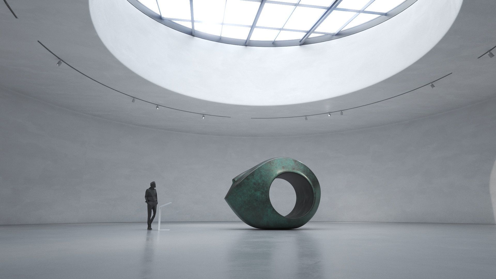 Metal Head Sculpture Low-poly 3D model_5