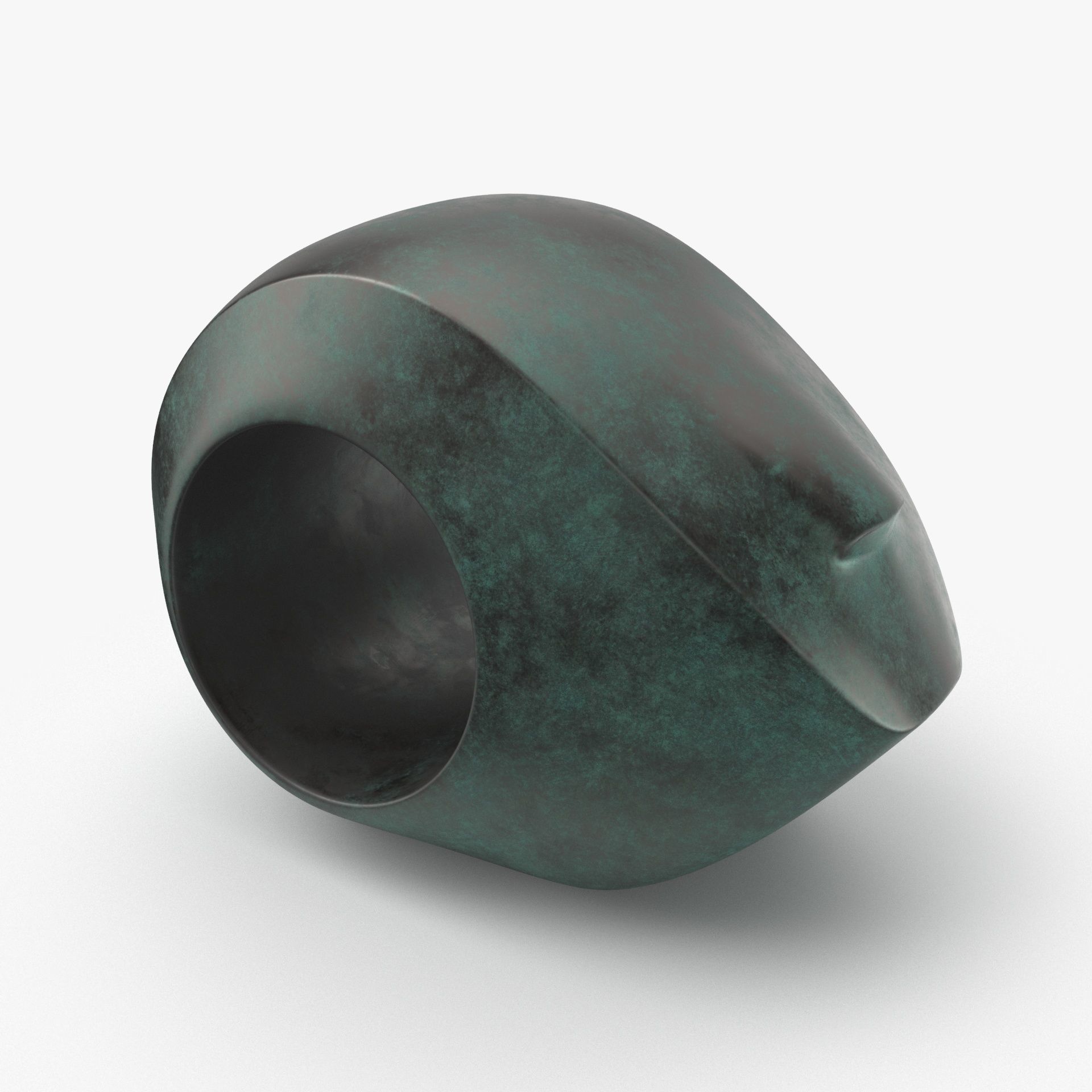 Metal Head Sculpture Low-poly 3D model_2