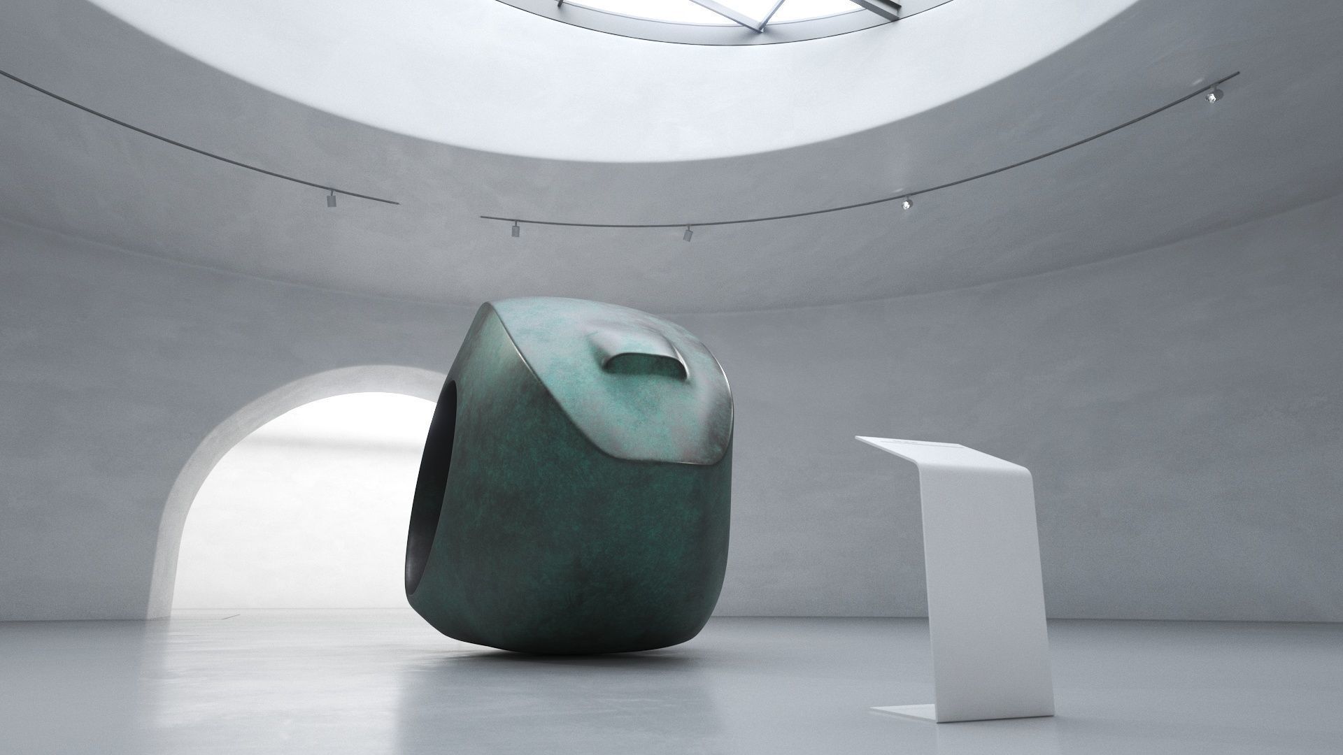 Metal Head Sculpture Low-poly 3D model_4