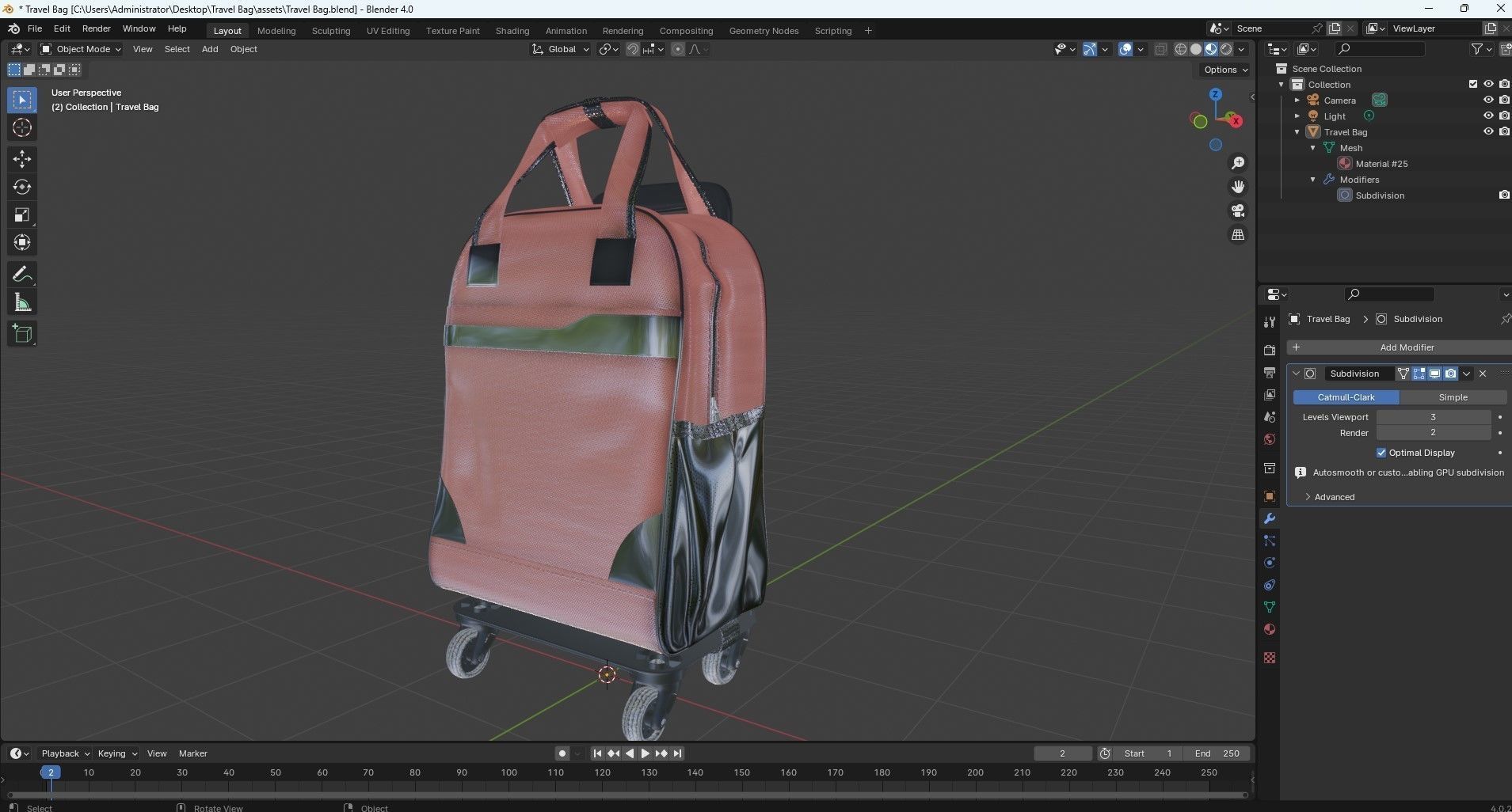 Fashionable Travel Bag Low-poly 3D model_18