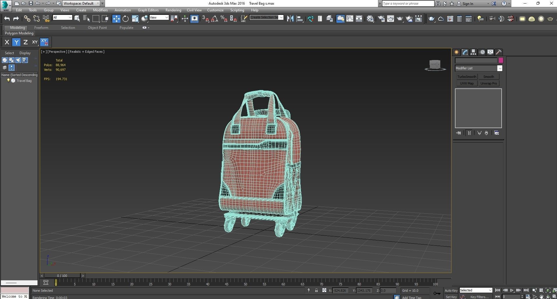 Fashionable Travel Bag Low-poly 3D model_22