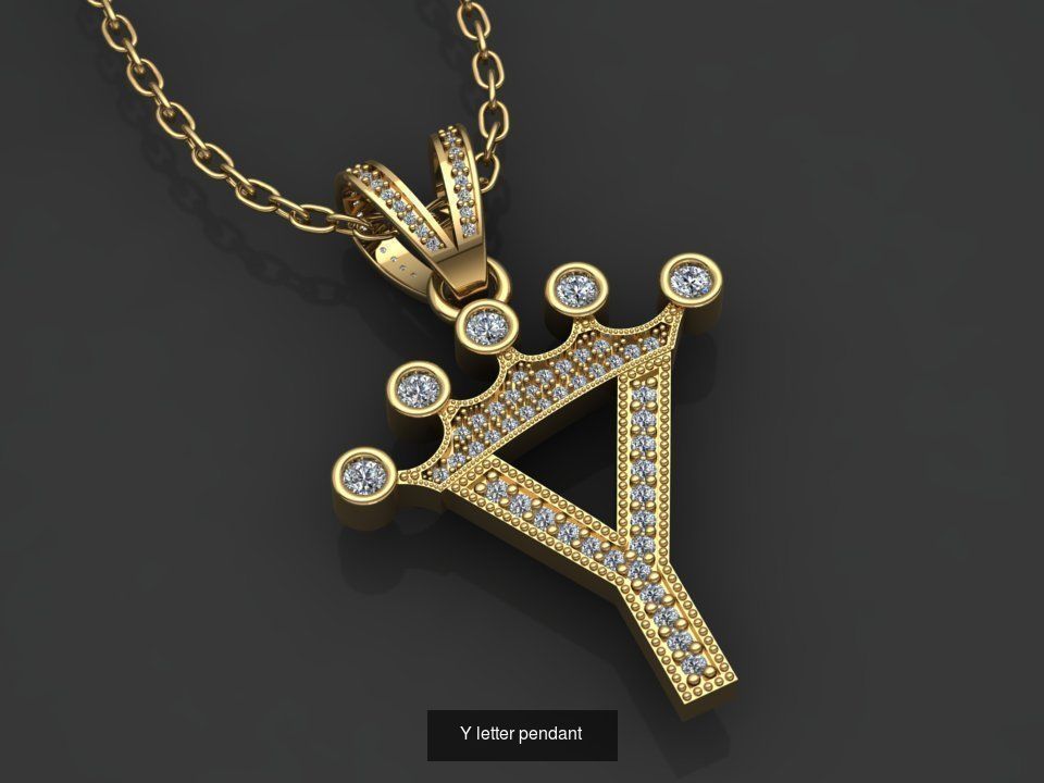 26 alphabet pendant letters 3D model collection _31