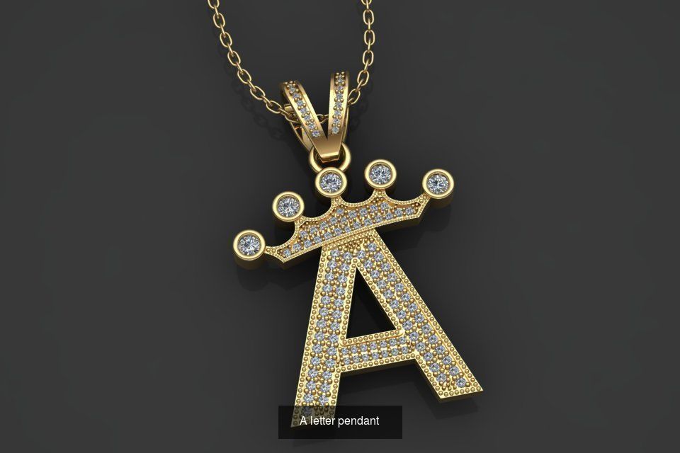 26 alphabet pendant letters 3D model collection _7