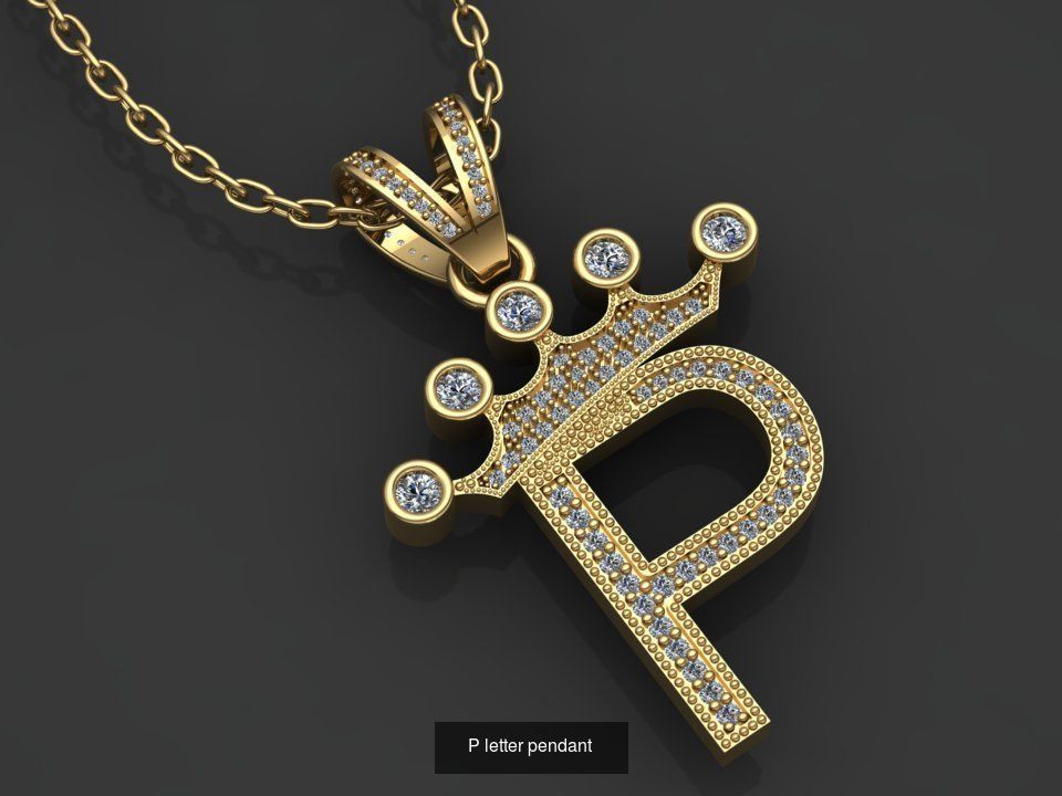 26 alphabet pendant letters 3D model collection _22