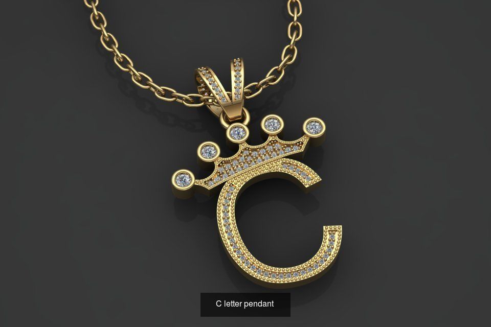 26 alphabet pendant letters 3D model collection _9