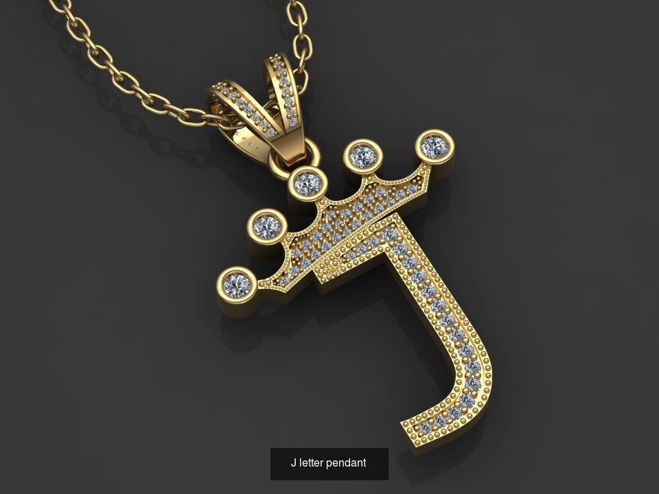 26 alphabet pendant letters 3D model collection _16