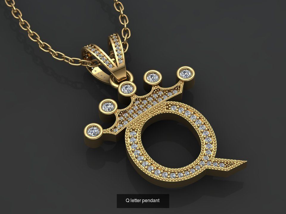 26 alphabet pendant letters 3D model collection _23