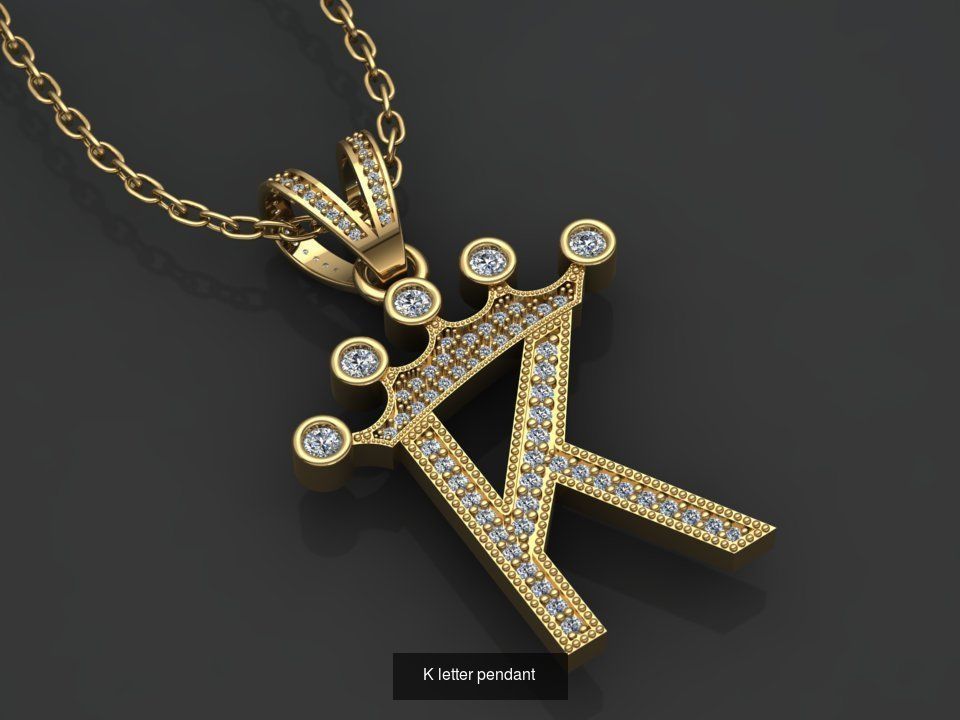 26 alphabet pendant letters 3D model collection _17