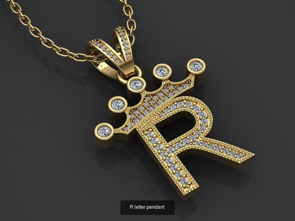 26 alphabet pendant letters 3D model collection _24