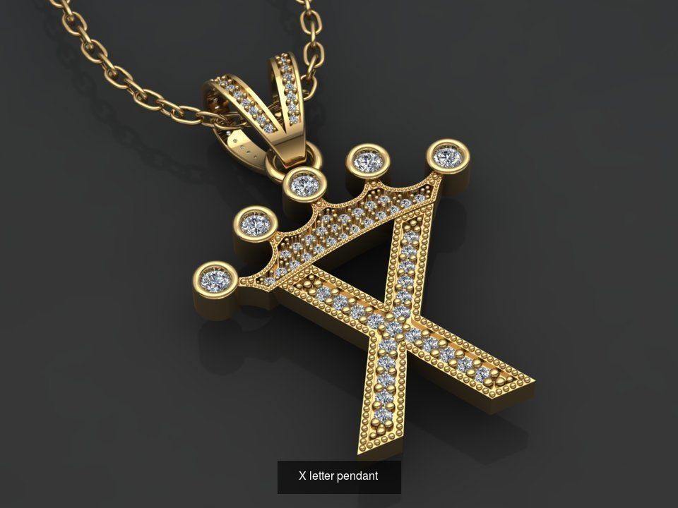 26 alphabet pendant letters 3D model collection _30