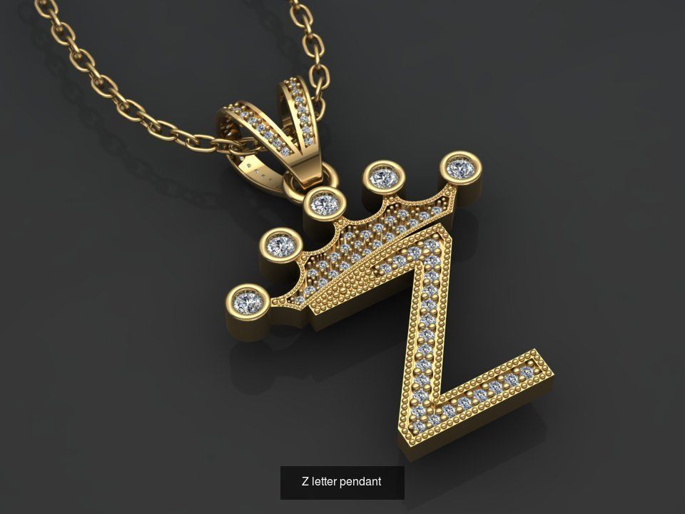 26 alphabet pendant letters 3D model collection _32