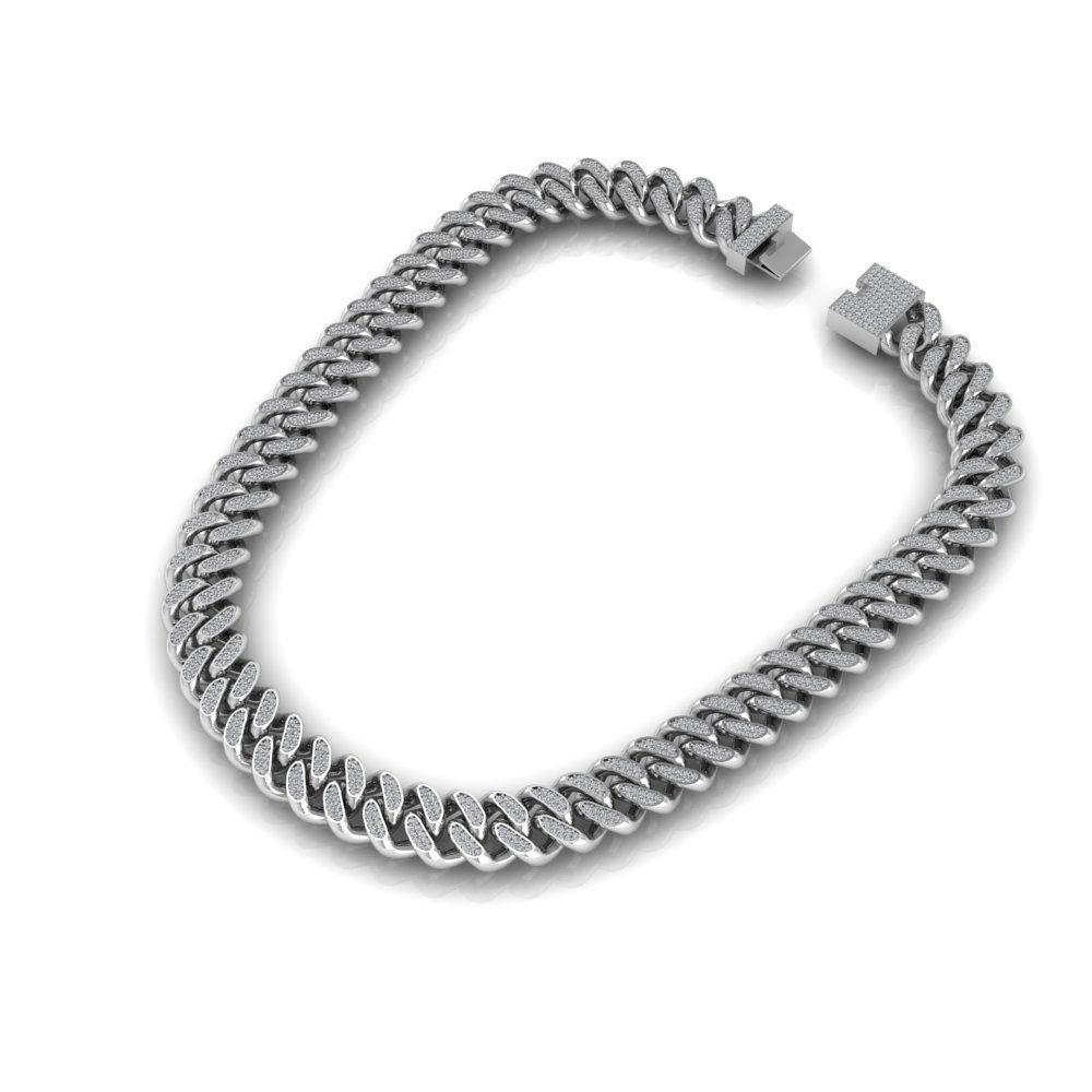 CUBAN NECKLACE WITH DIAMOND  3D print model_1