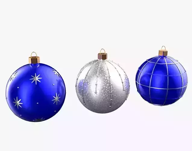 Christmas Tree Ornament Set4 - Blue White