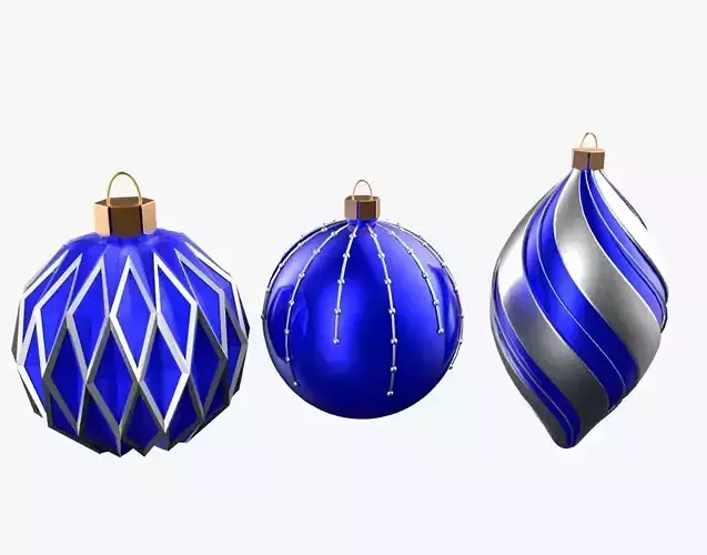 Christmas Tree Ornament Set5 - Blue White