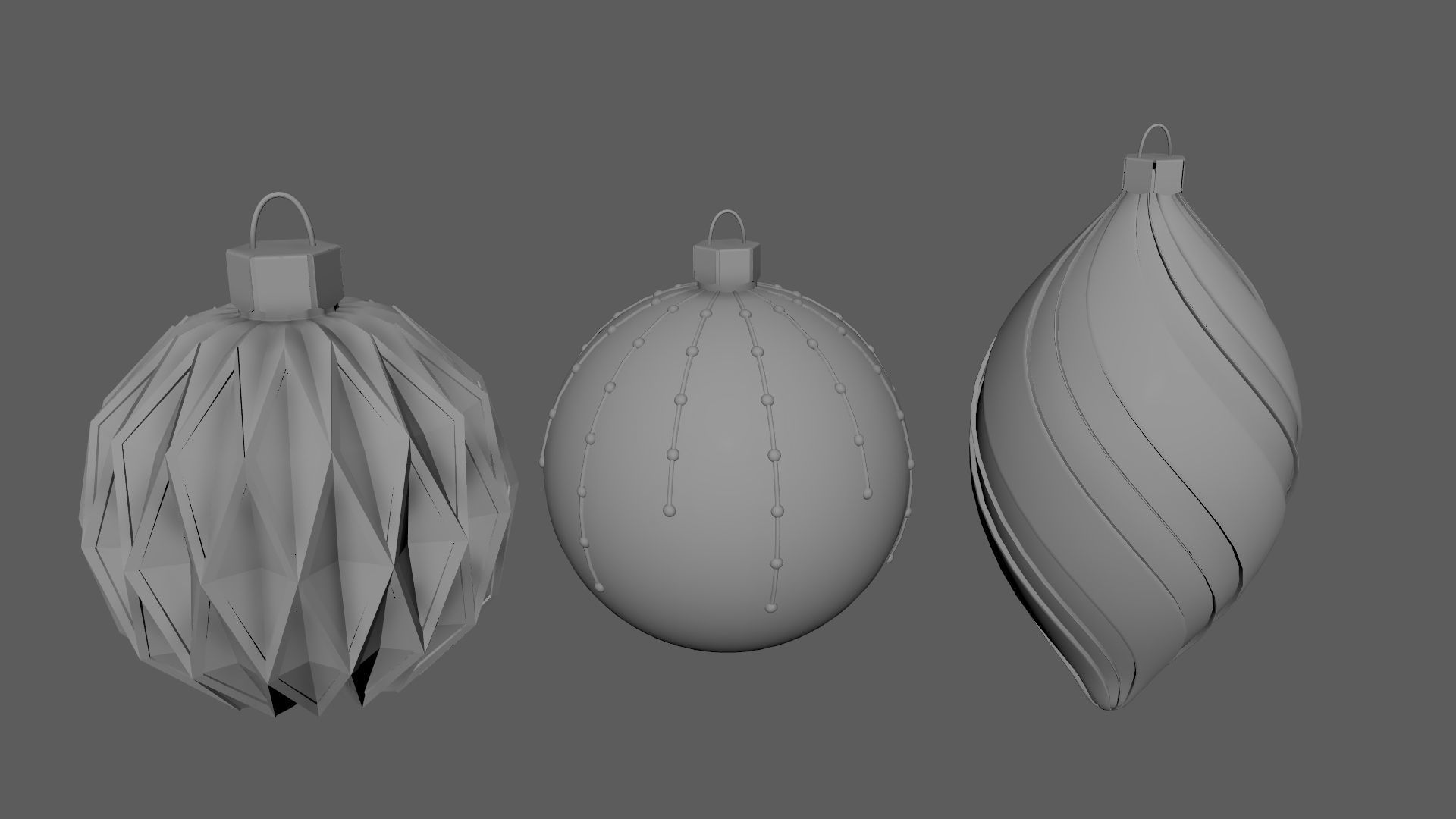 Christmas Tree Ornament Set5 - Blue White Low-poly 3D model_5