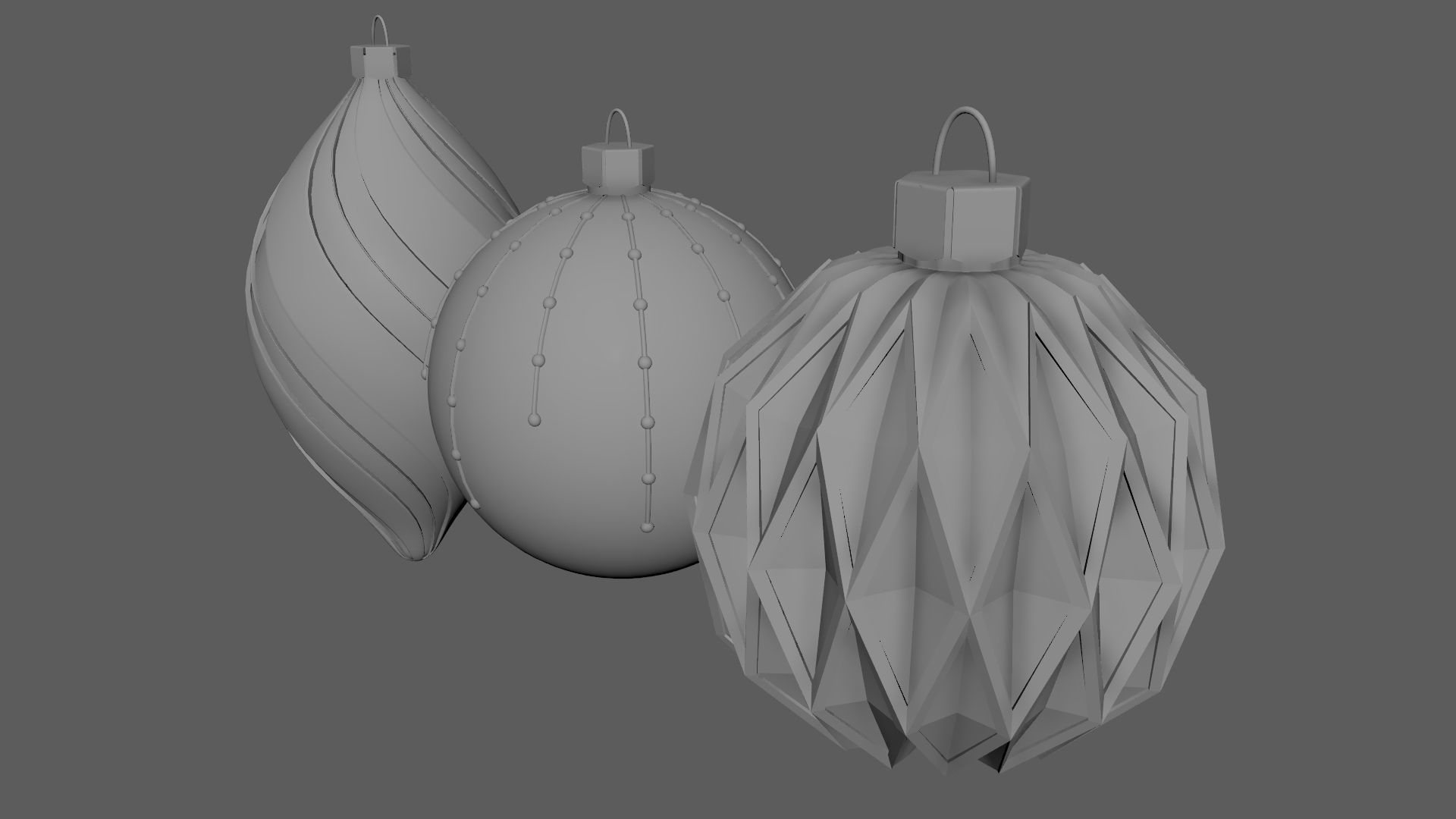 Christmas Tree Ornament Set5 - Blue White Low-poly 3D model_8