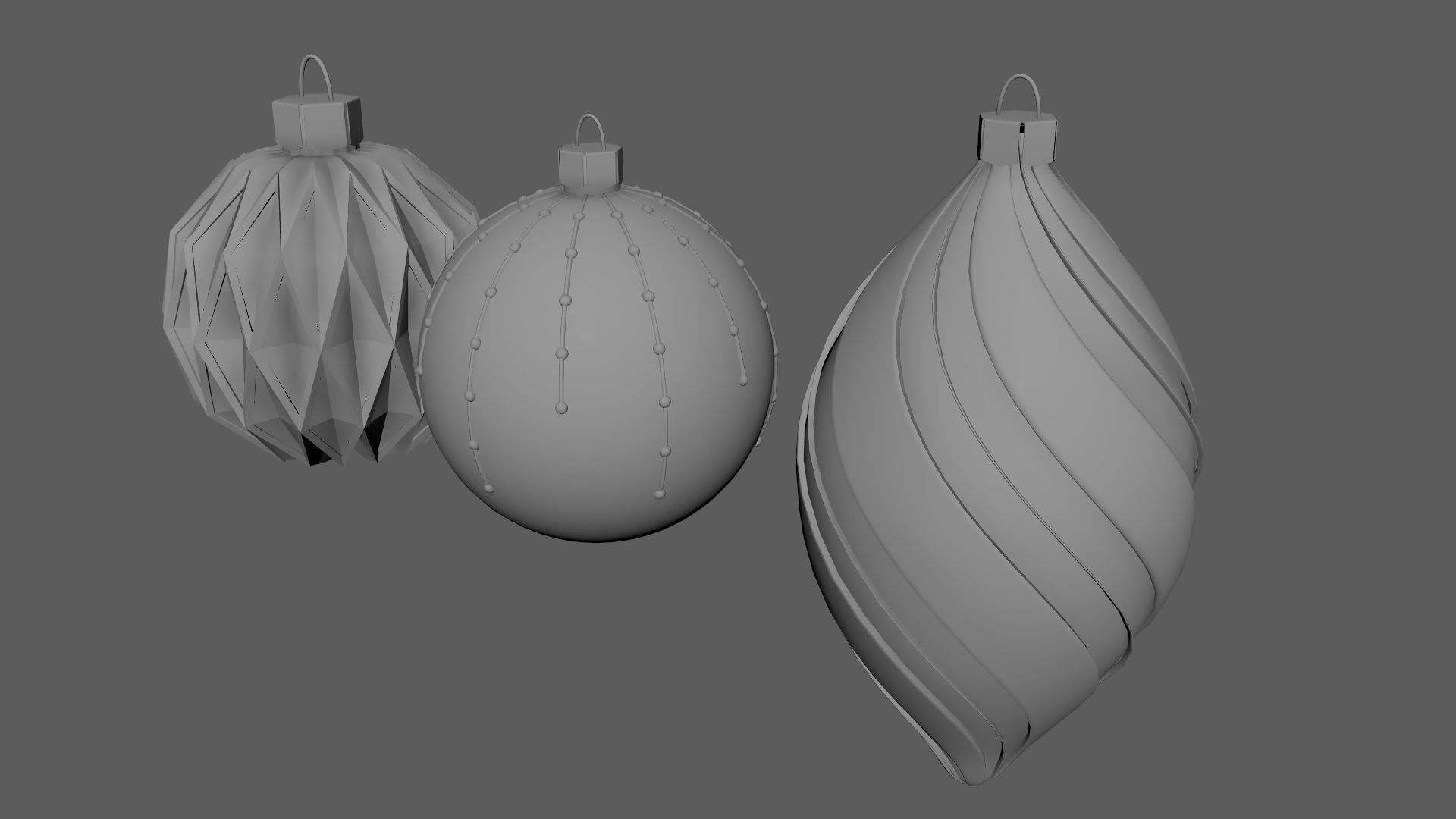 Christmas Tree Ornament Set5 - Blue White Low-poly 3D model_6