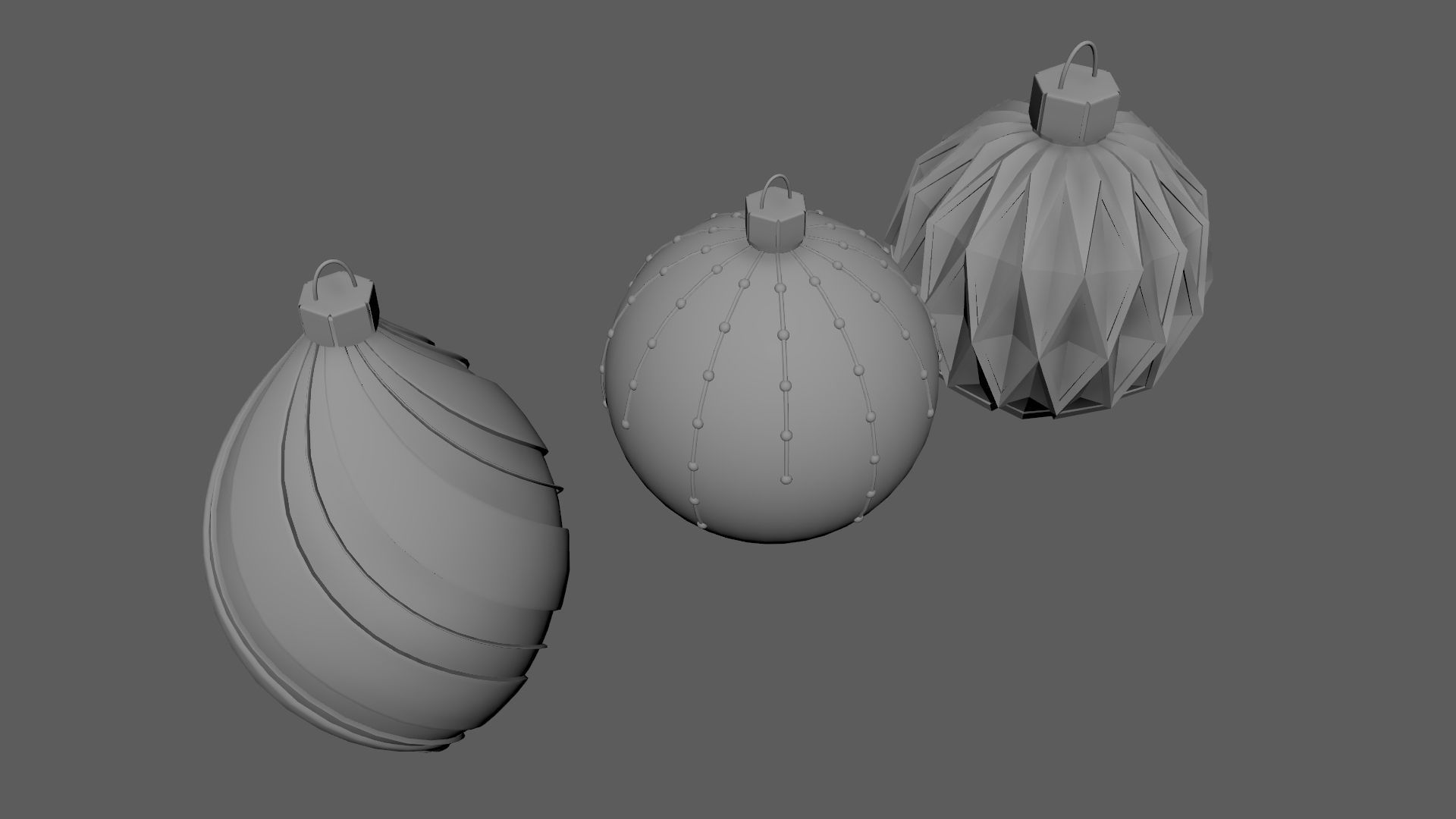 Christmas Tree Ornament Set5 - Blue White Low-poly 3D model_7