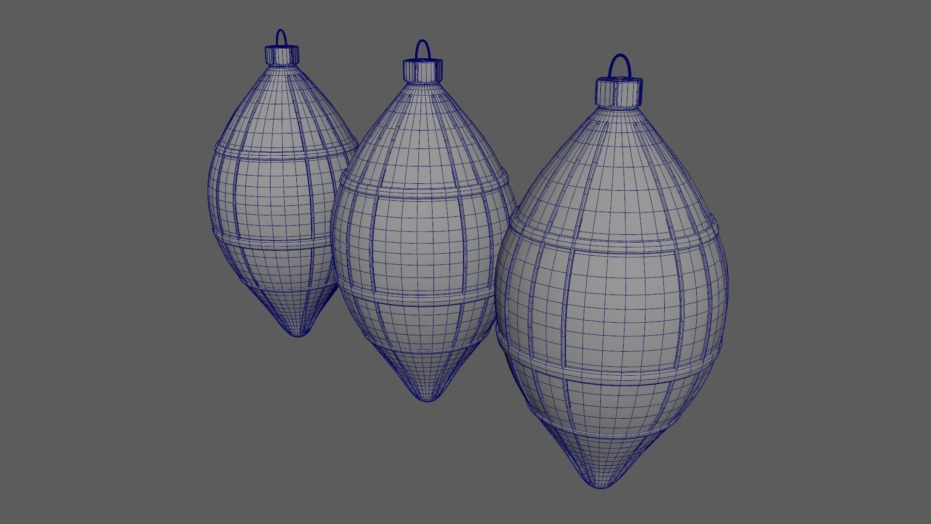 Christmas Tree Ornament Set6 - Blue White Low-poly 3D model_20