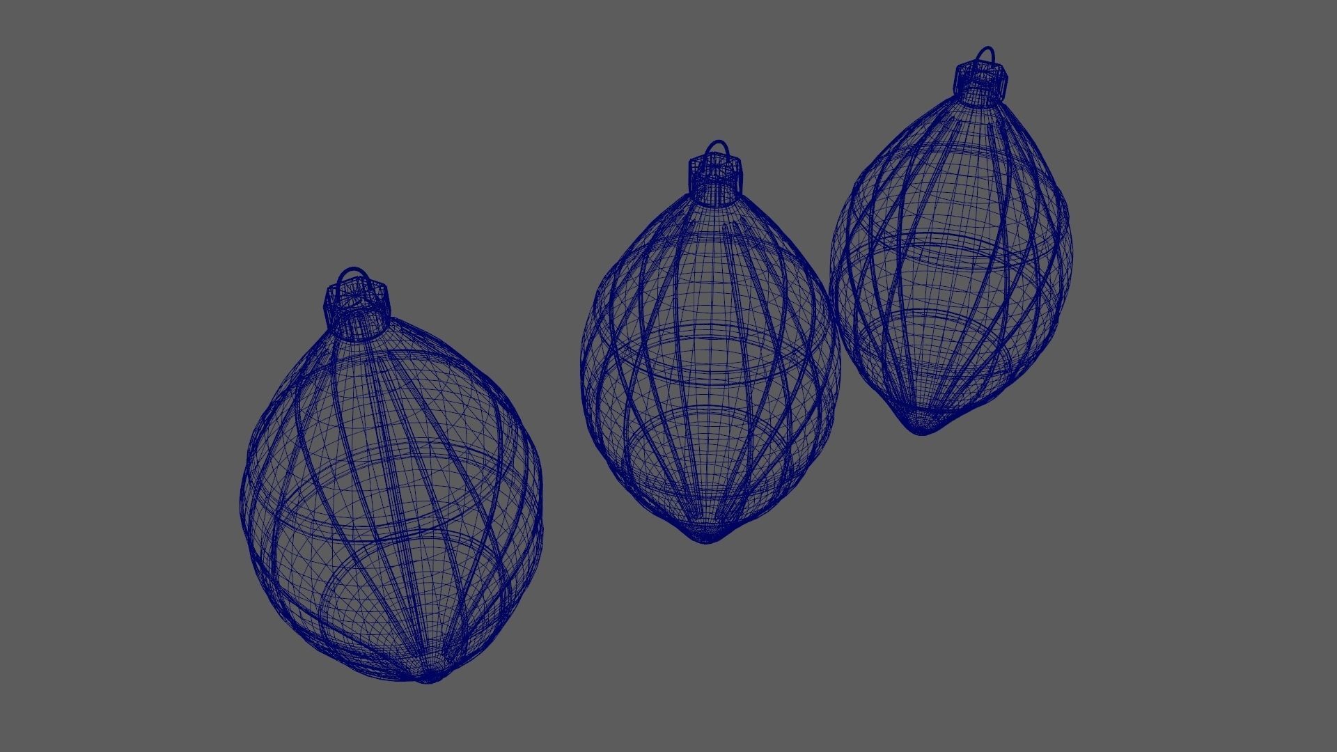 Christmas Tree Ornament Set6 - Blue White Low-poly 3D model_15