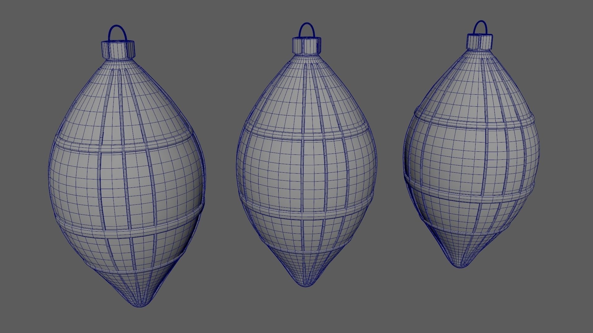 Christmas Tree Ornament Set6 - Blue White Low-poly 3D model_17