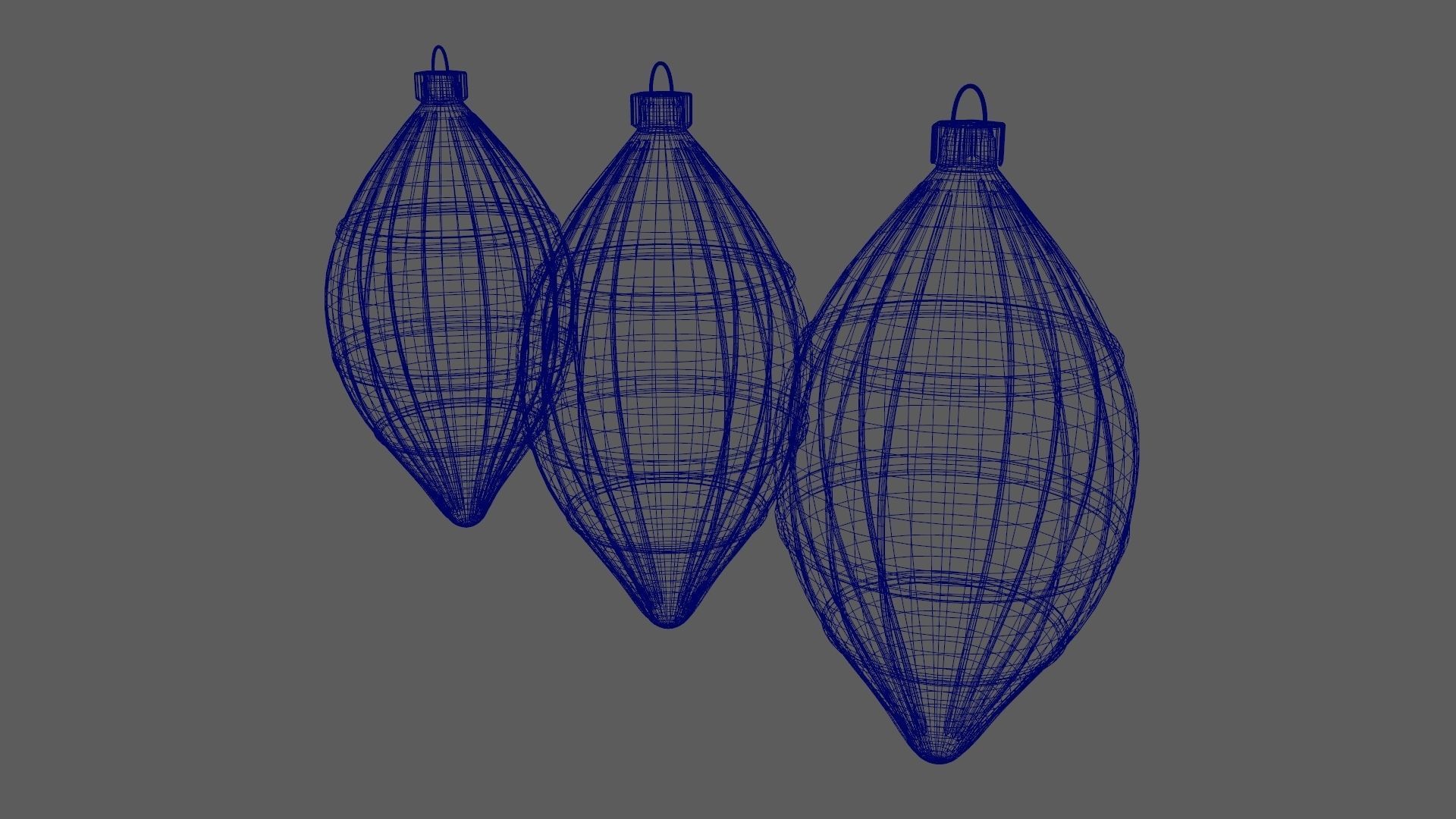 Christmas Tree Ornament Set6 - Blue White Low-poly 3D model_16