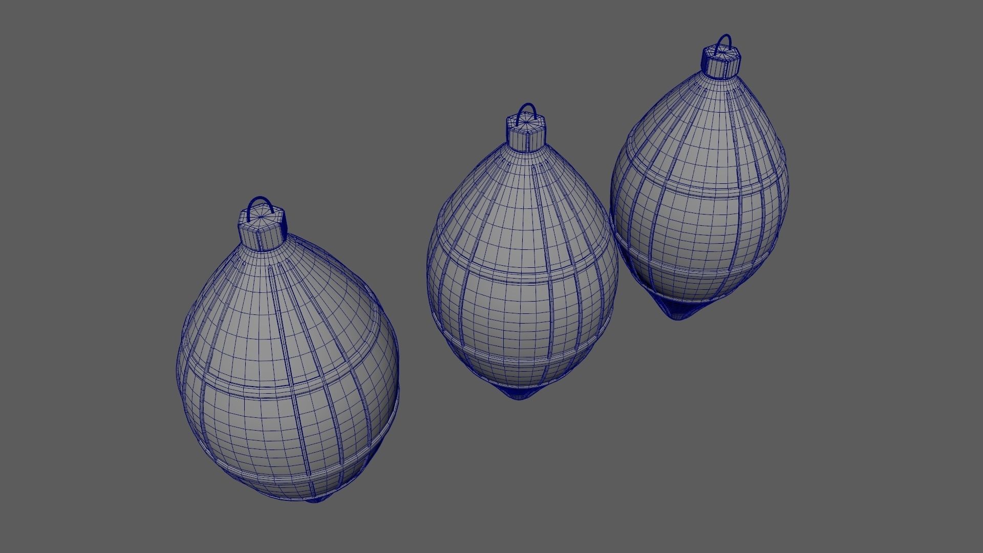 Christmas Tree Ornament Set6 - Blue White Low-poly 3D model_19