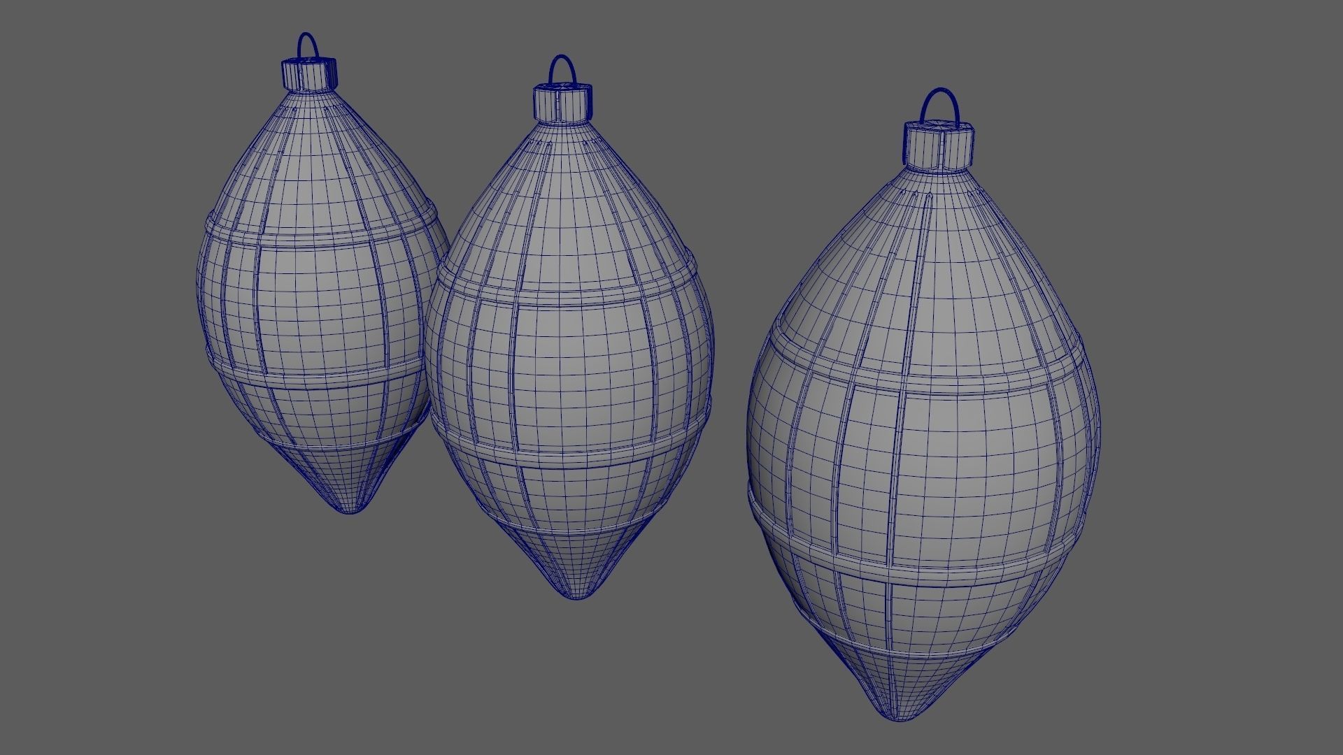 Christmas Tree Ornament Set6 - Blue White Low-poly 3D model_18