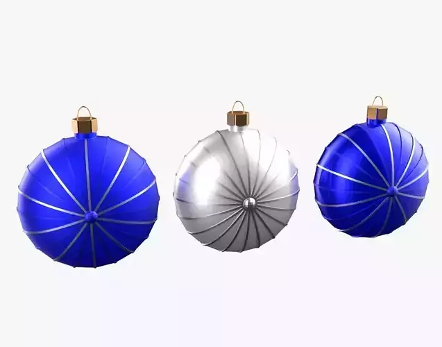 Christmas Tree Ornament Set7 - Blue White Low-poly 3D model