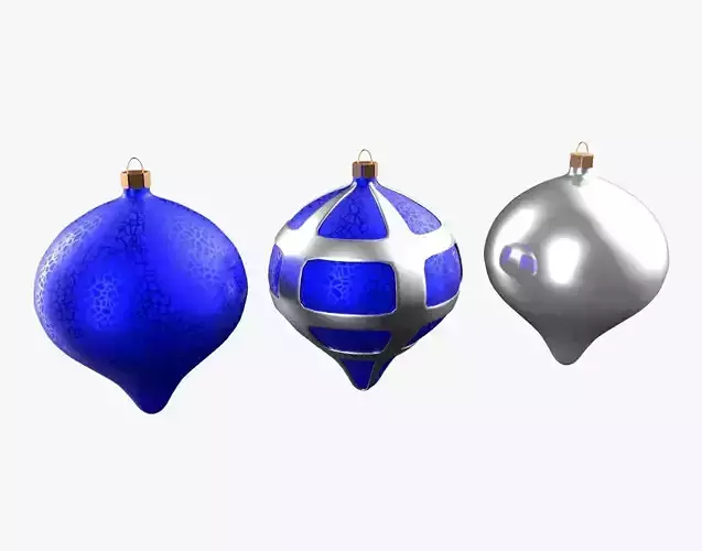 Christmas Tree Ornament Set8 - Blue White Low-poly 3D model