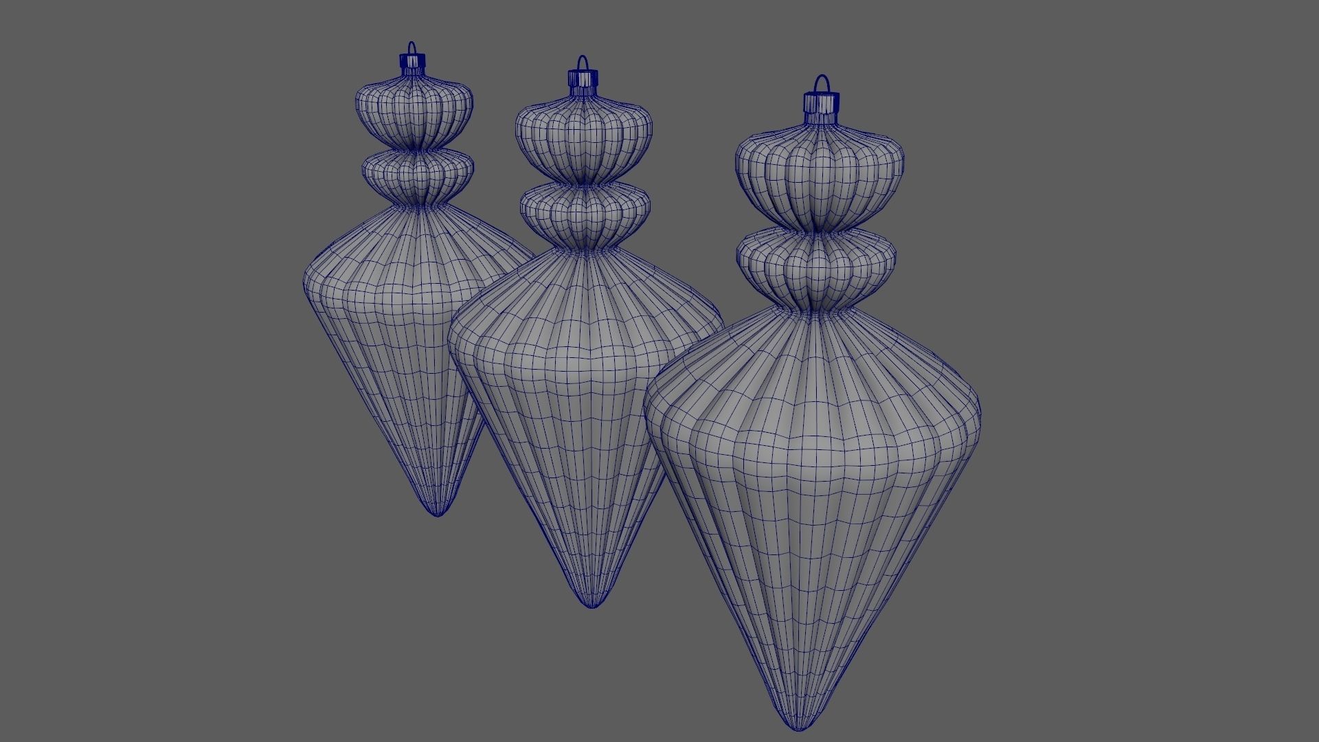 Christmas Tree Ornament Set10 - Blue White Low-poly 3D model_20