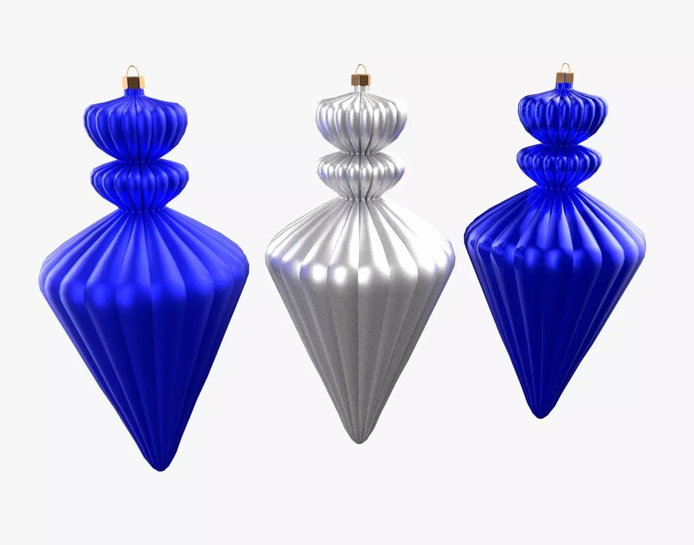 Christmas Tree Ornament Set10 - Blue White Low-poly 3D model_0