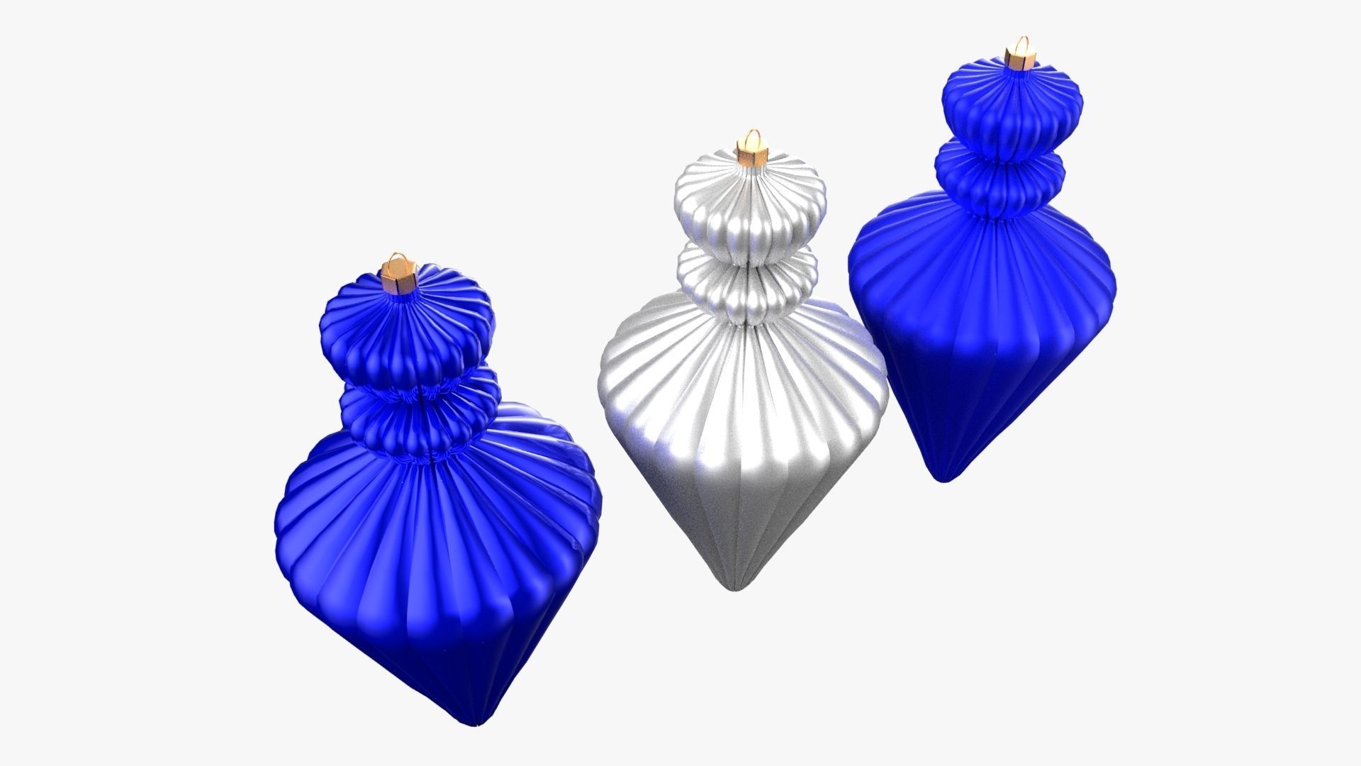 Christmas Tree Ornament Set10 - Blue White Low-poly 3D model_3